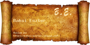 Baksi Eszter névjegykártya